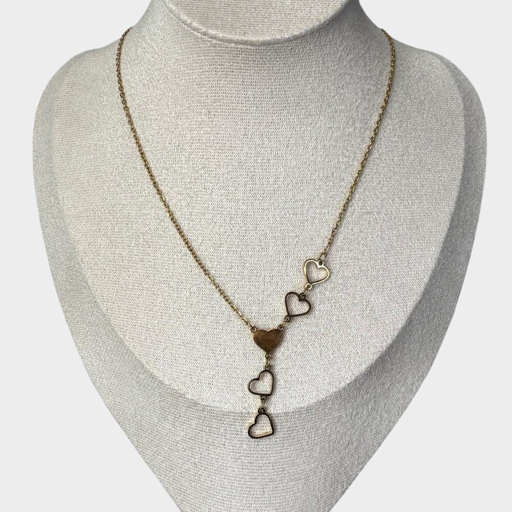 Hearts Gold Pendant Charm Necklace